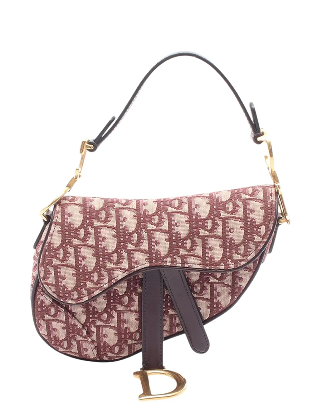 Christian Dior Pre-Owned Borsa a tracolla Saddle mini in tela con motivo Oblique 2000-2026 - Rosso