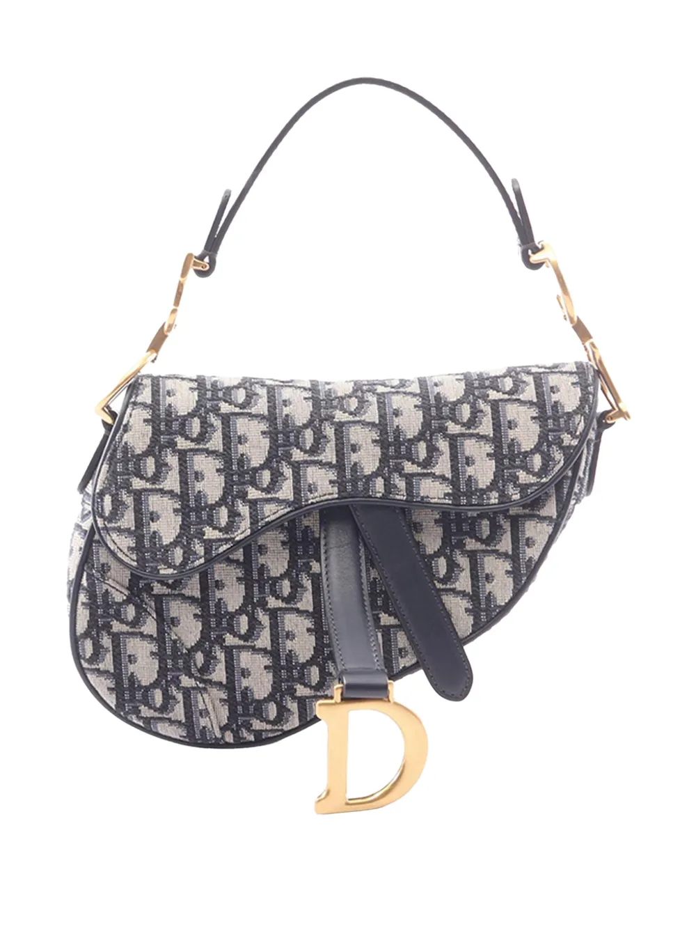 Christian Dior Pre-Owned Borsa a tracolla Saddle mini in tela con motivo Oblique 2000-2026 - Blu