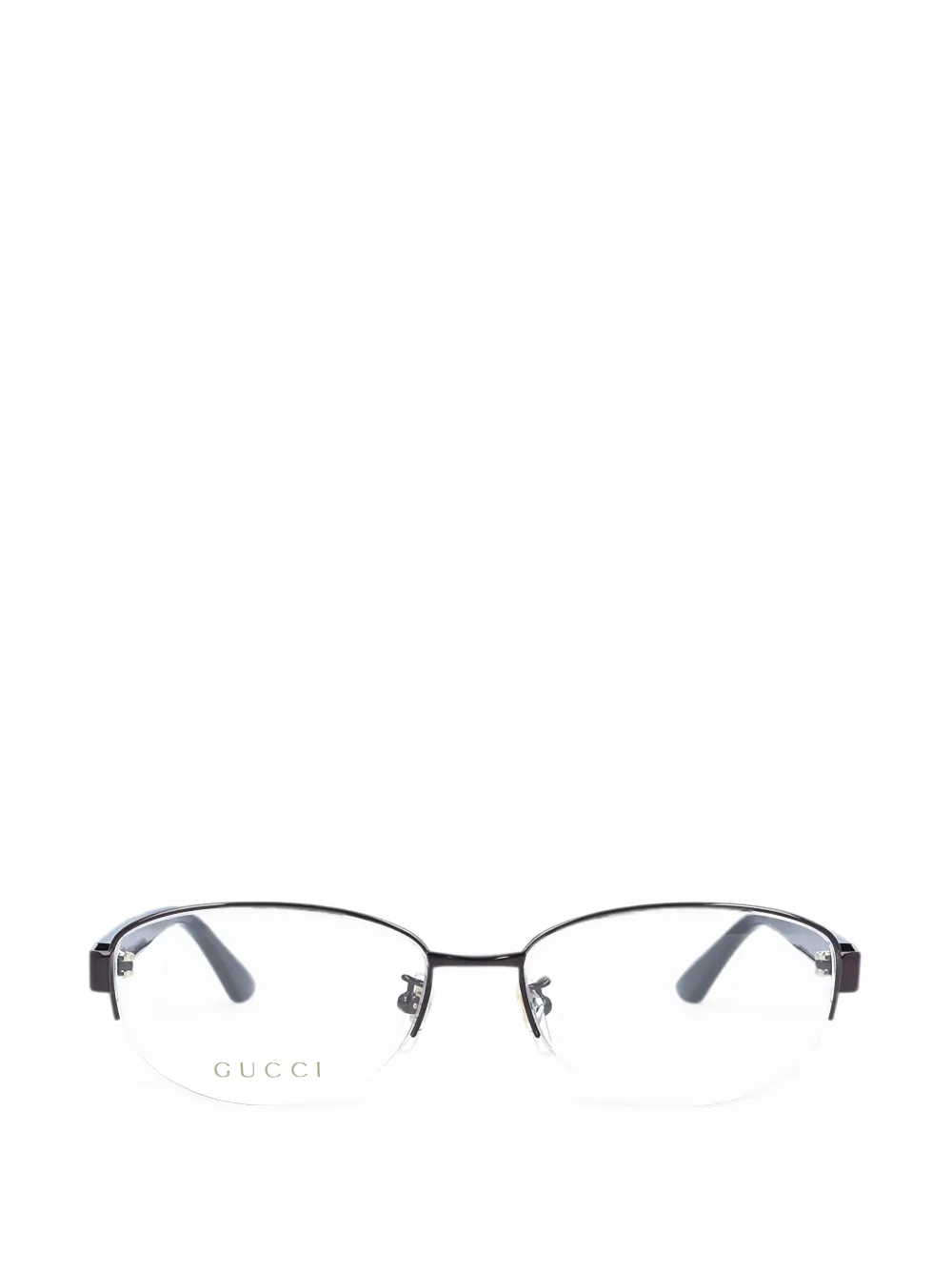 Gucci Eyewear logo-plaque round-frame glasses - Braun