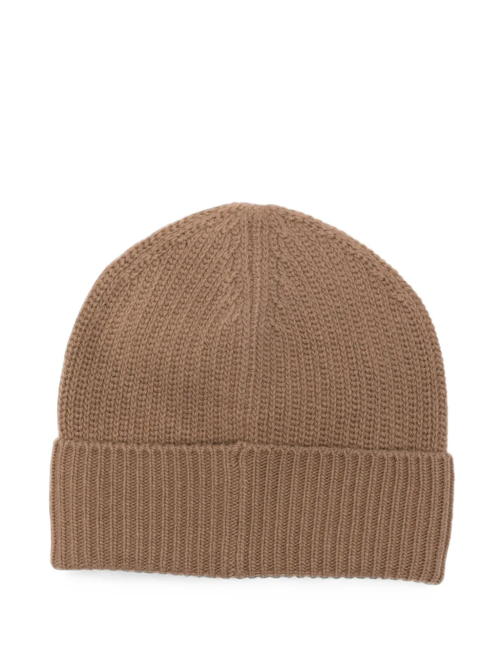 Moncler Ribgebreide muts met logopatch Bruin