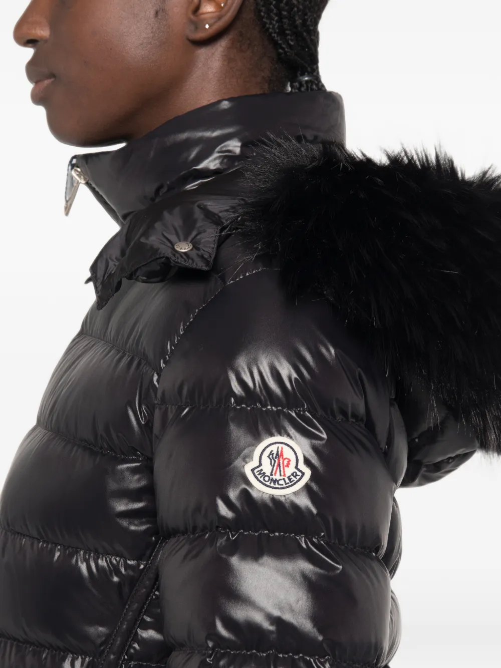 Moncler Jack met imitatiebont Zwart