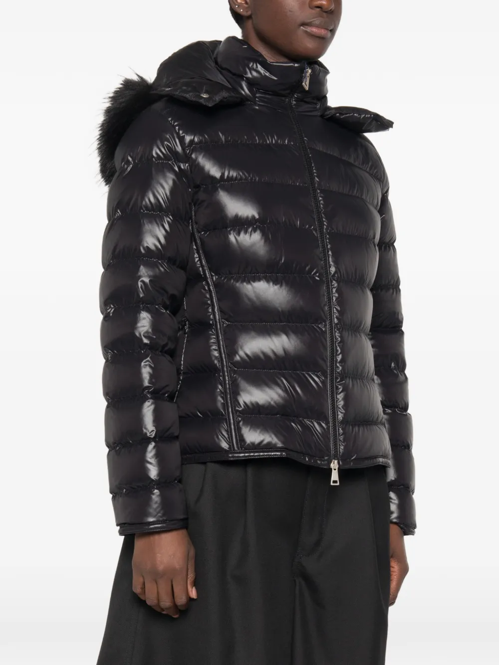 Moncler Jack met imitatiebont Zwart