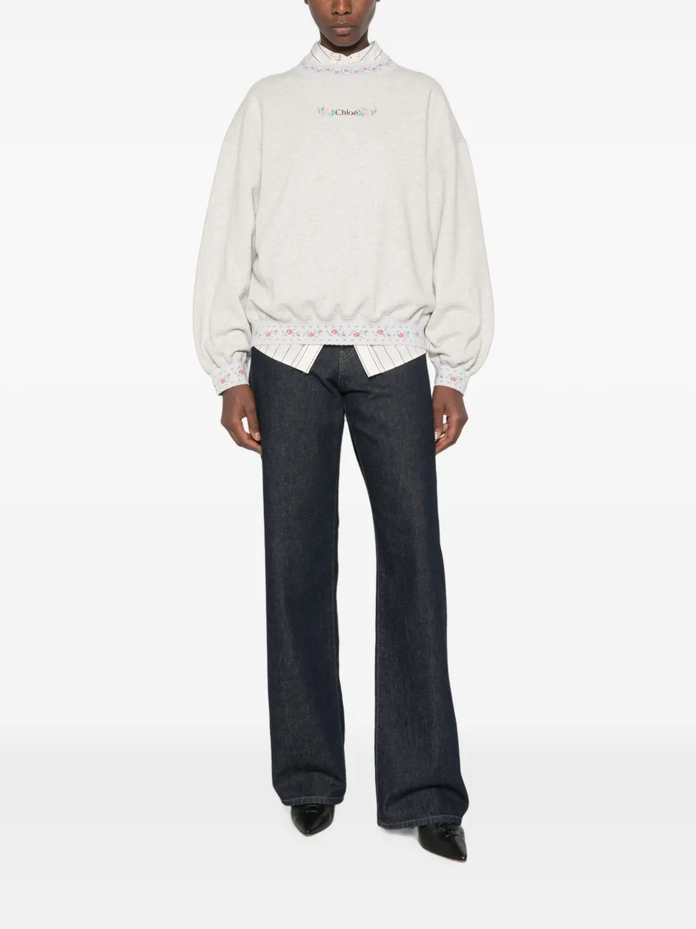Chloé Sweater met geborduurde bloemen Grijs