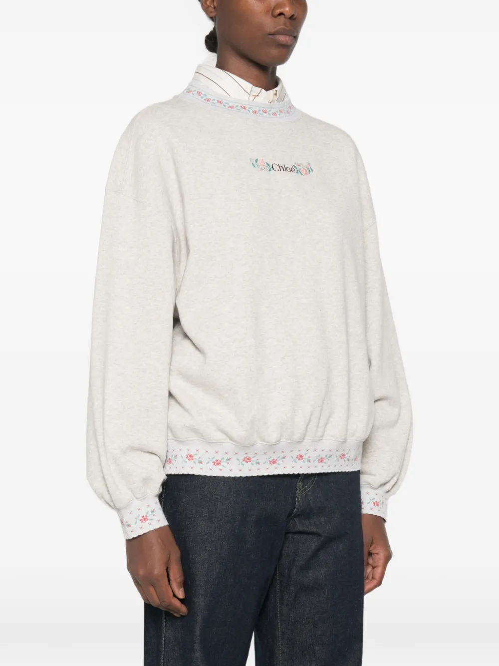 Chloé Sweater met geborduurde bloemen Grijs
