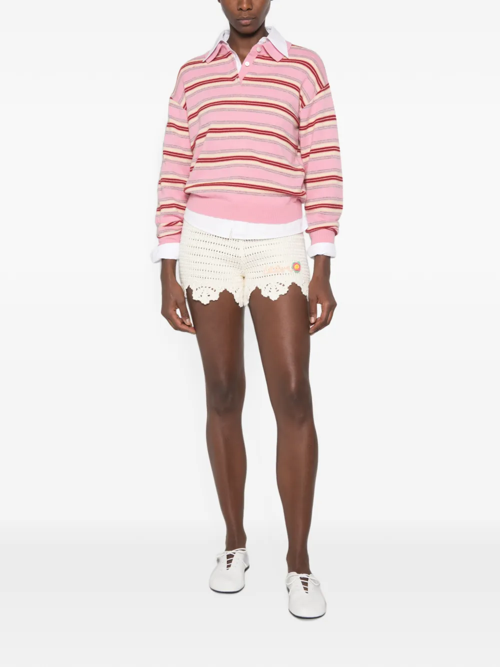 Chloé High-waist gehaakte mini-shorts met logo Beige