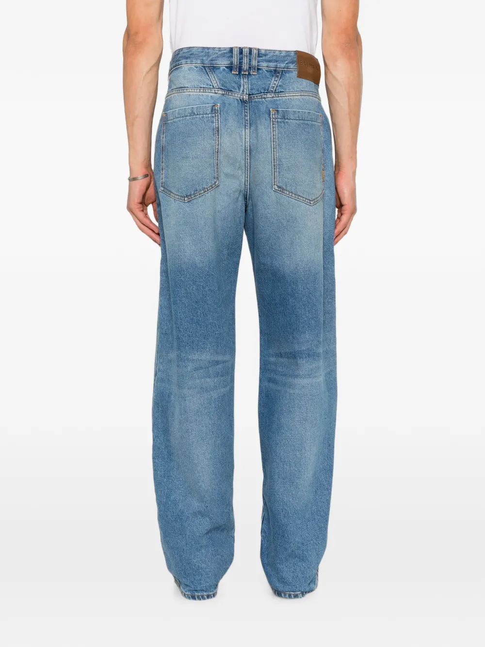 Balmain Ruimvallende denim jeans met vervaagd effect Blauw