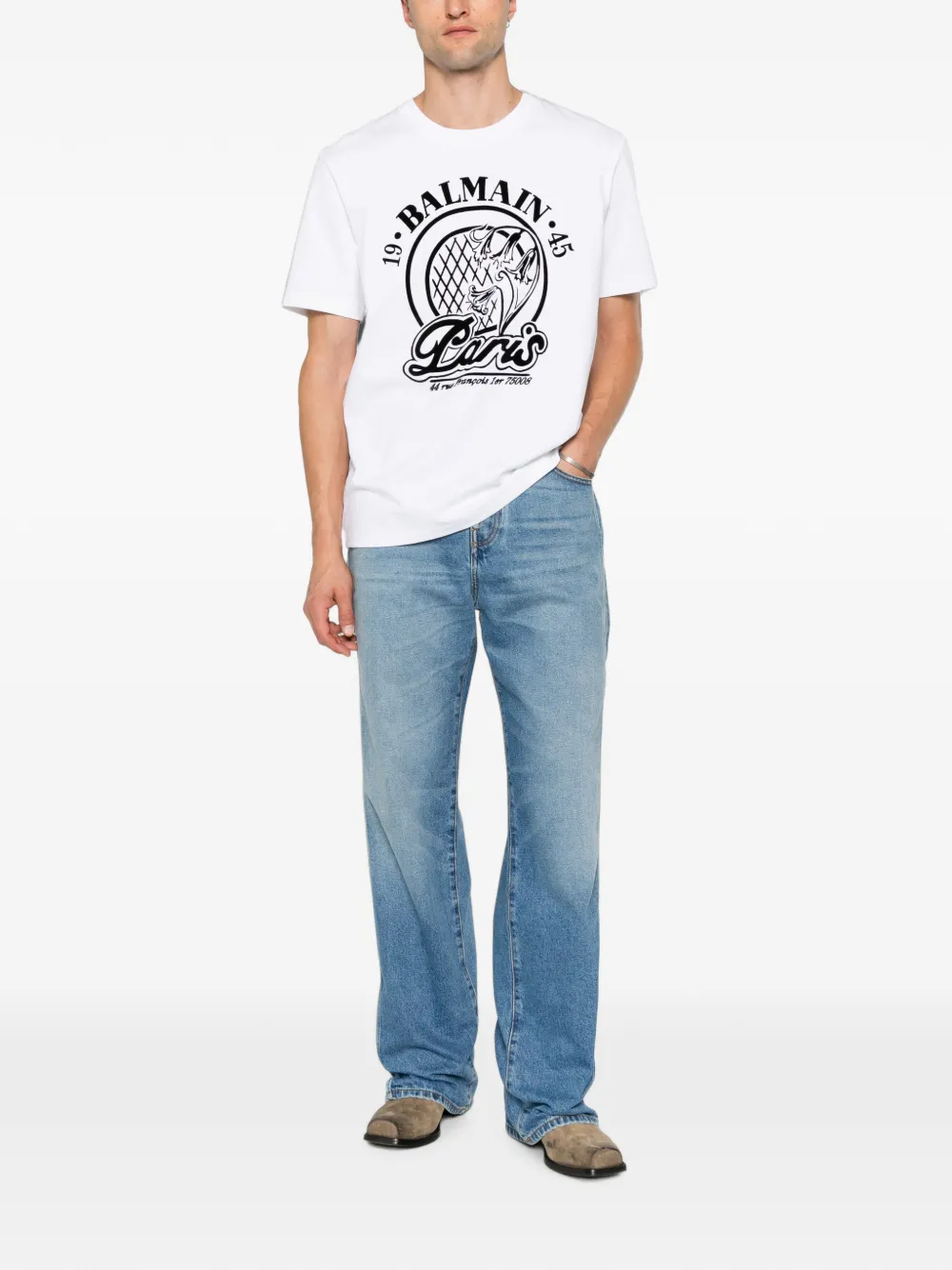 Balmain Ruimvallende denim jeans met vervaagd effect Blauw