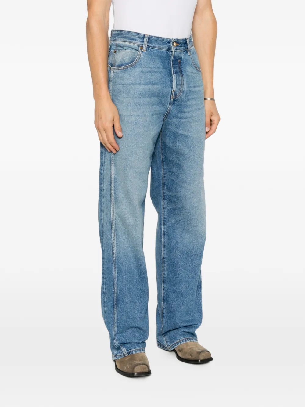 Balmain Ruimvallende denim jeans met vervaagd effect Blauw
