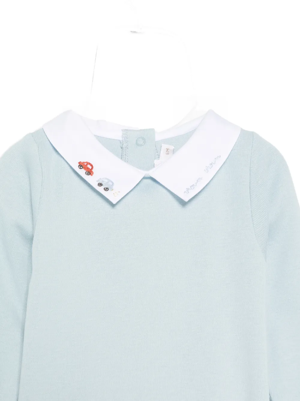 Bonpoint Romper met geborduurde auto Blauw