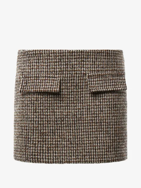 DONDUP houndstooth-pattern flap-pocket skirt