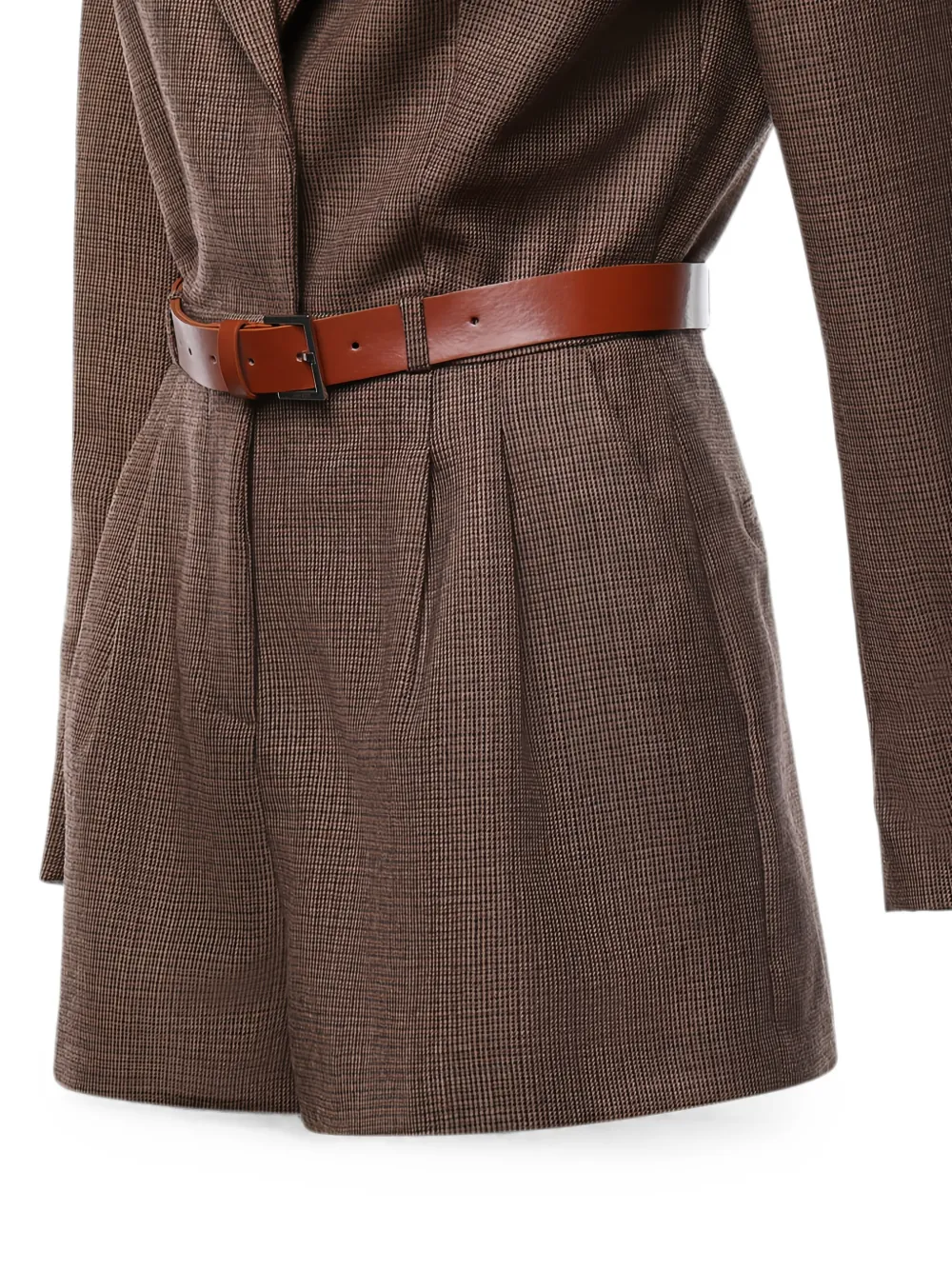 DONDUP Geruite jumpsuit met ceintuur Bruin