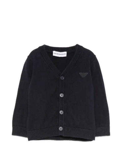 Emporio Armani Kids logo-patch V-neck cardigan