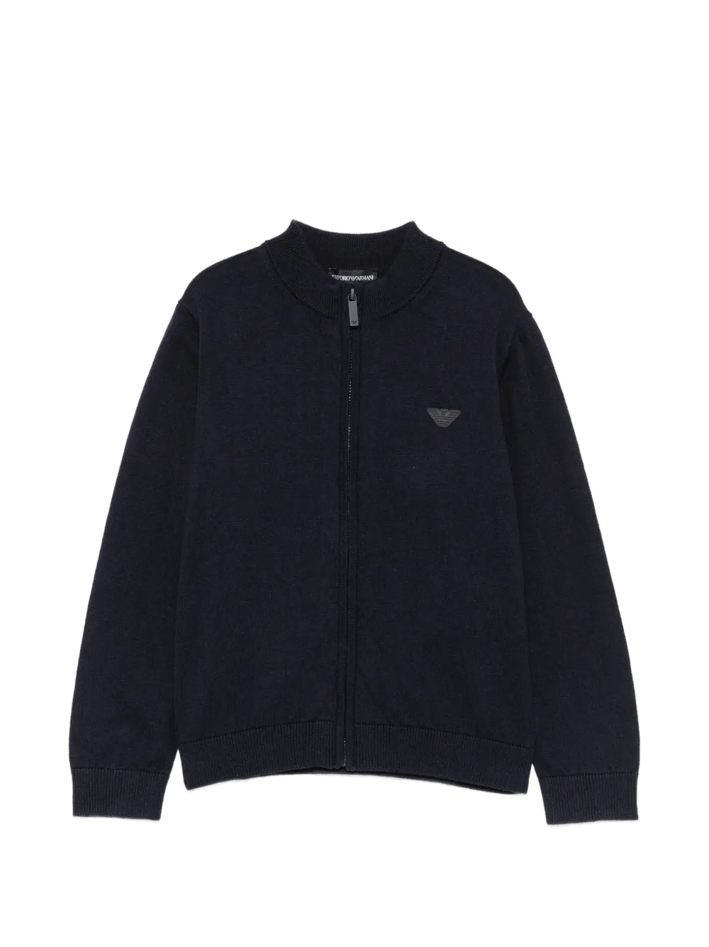 Emporio Armani Kids logo-patch zip-up cardigan - Blu