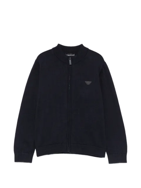 Emporio Armani Kids logo-patch zip-up cardigan