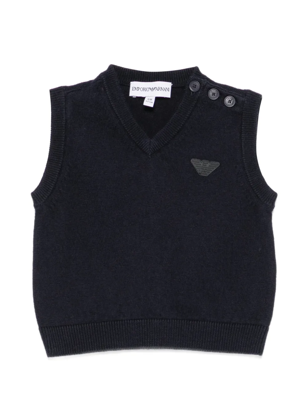 Emporio Armani Kids logo-patch V-neck vest - Blu
