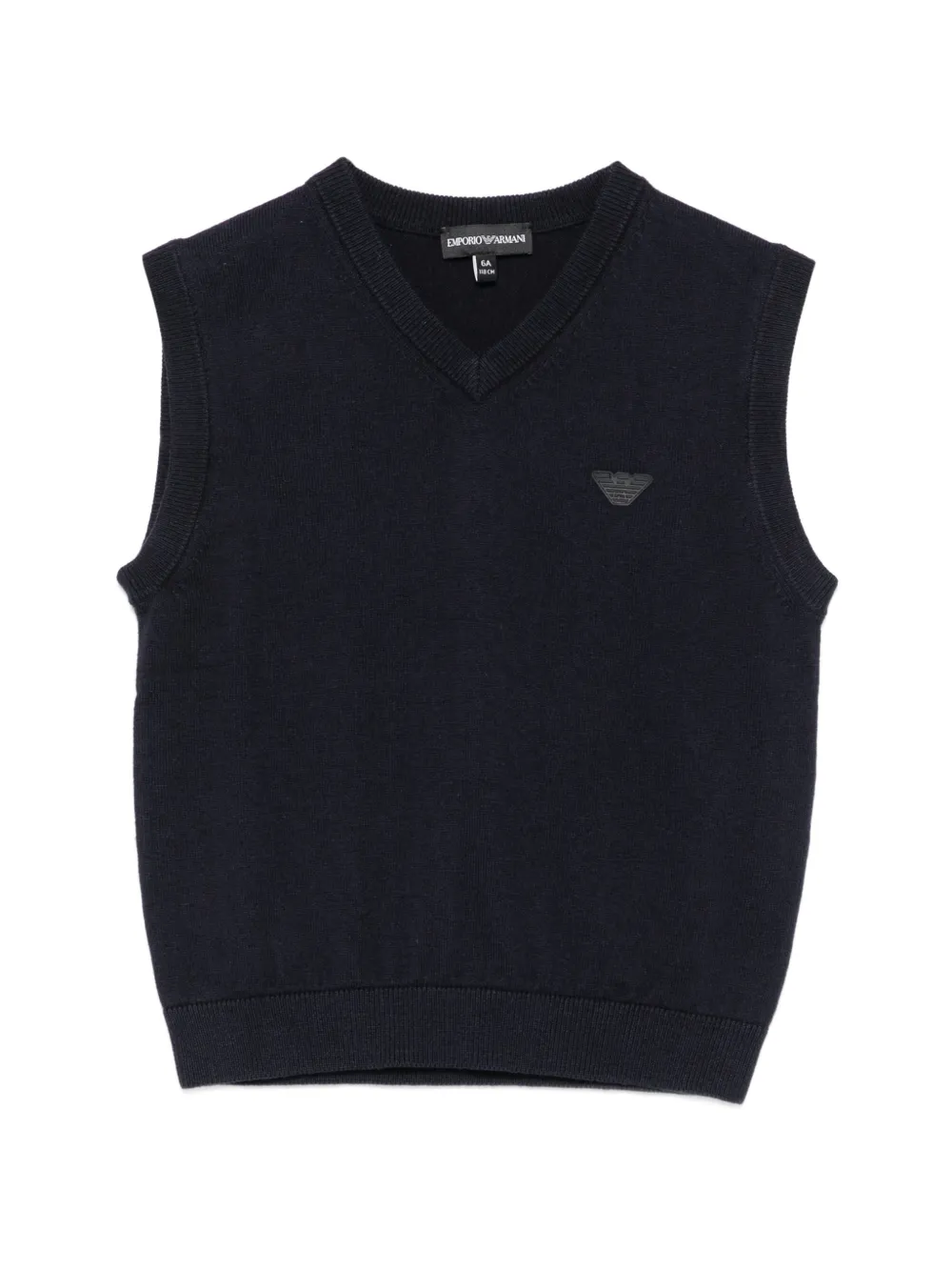 Emporio Armani Kids logo-patch V-neck vest - Blu