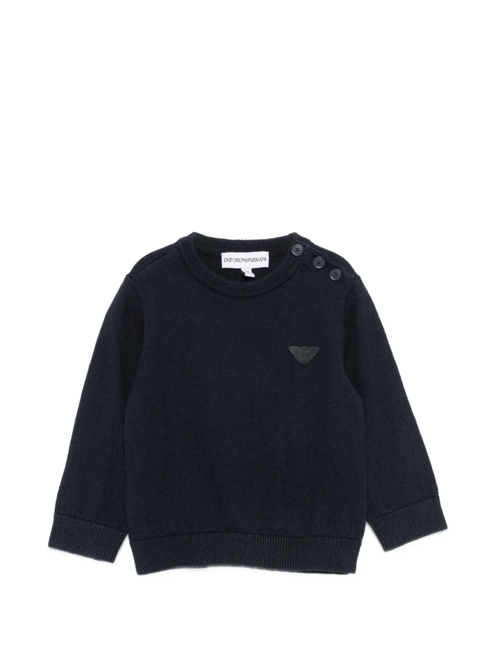 Emporio Armani Kids button-shoulder logo-patch sweater - Blu