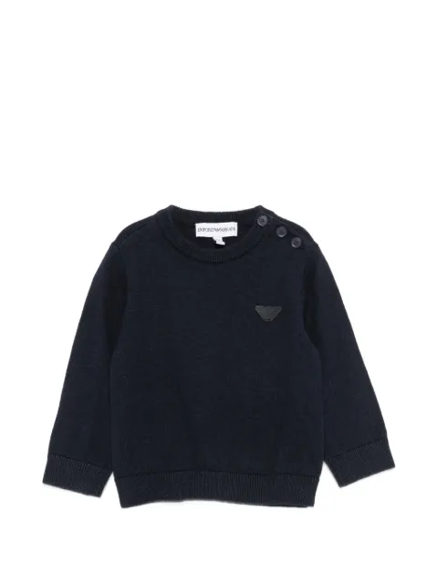 Emporio Armani Kids button-shoulder logo-patch sweater