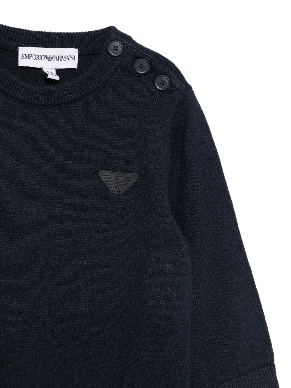 Emporio Armani Kids Trui met knoop op de schouders en logo-patch Blauw