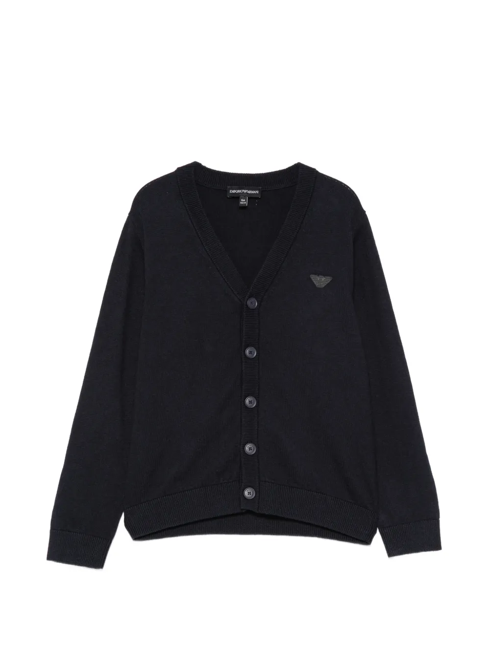 Emporio Armani Kids logo-patch V-neck cardigan - Blu