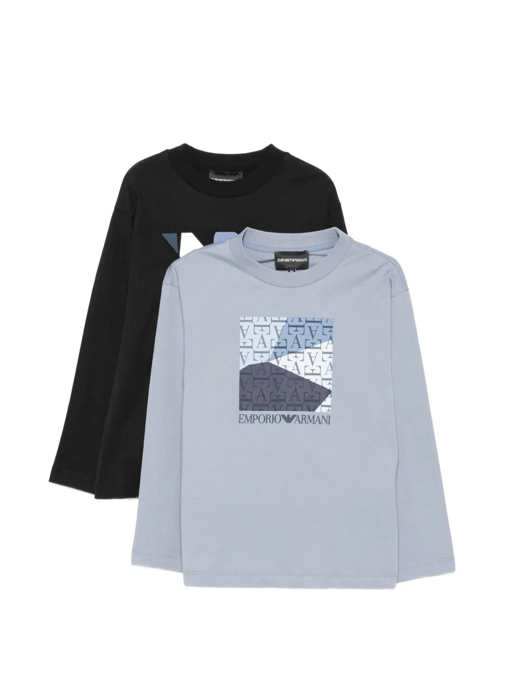 Emporio Armani Kids logo-print long-sleeve T-shirt (set of two) - Nero