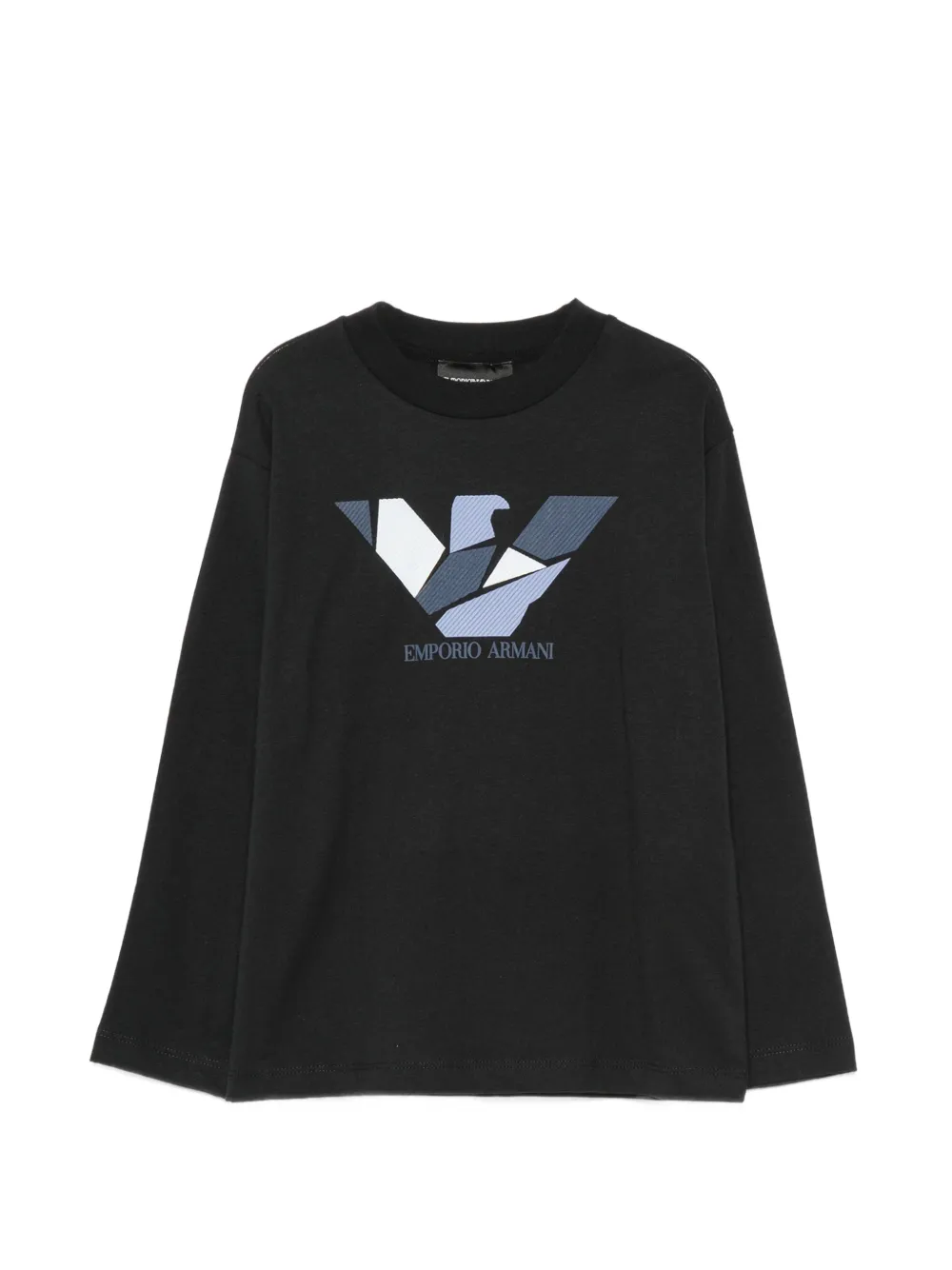 Emporio Armani Kids Twee T-shirts met lange mouwen en logo-print Zwart