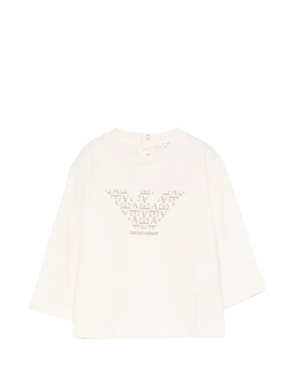 Emporio Armani Kids Drie T-shirts met lange mouwen en logo-print Beige
