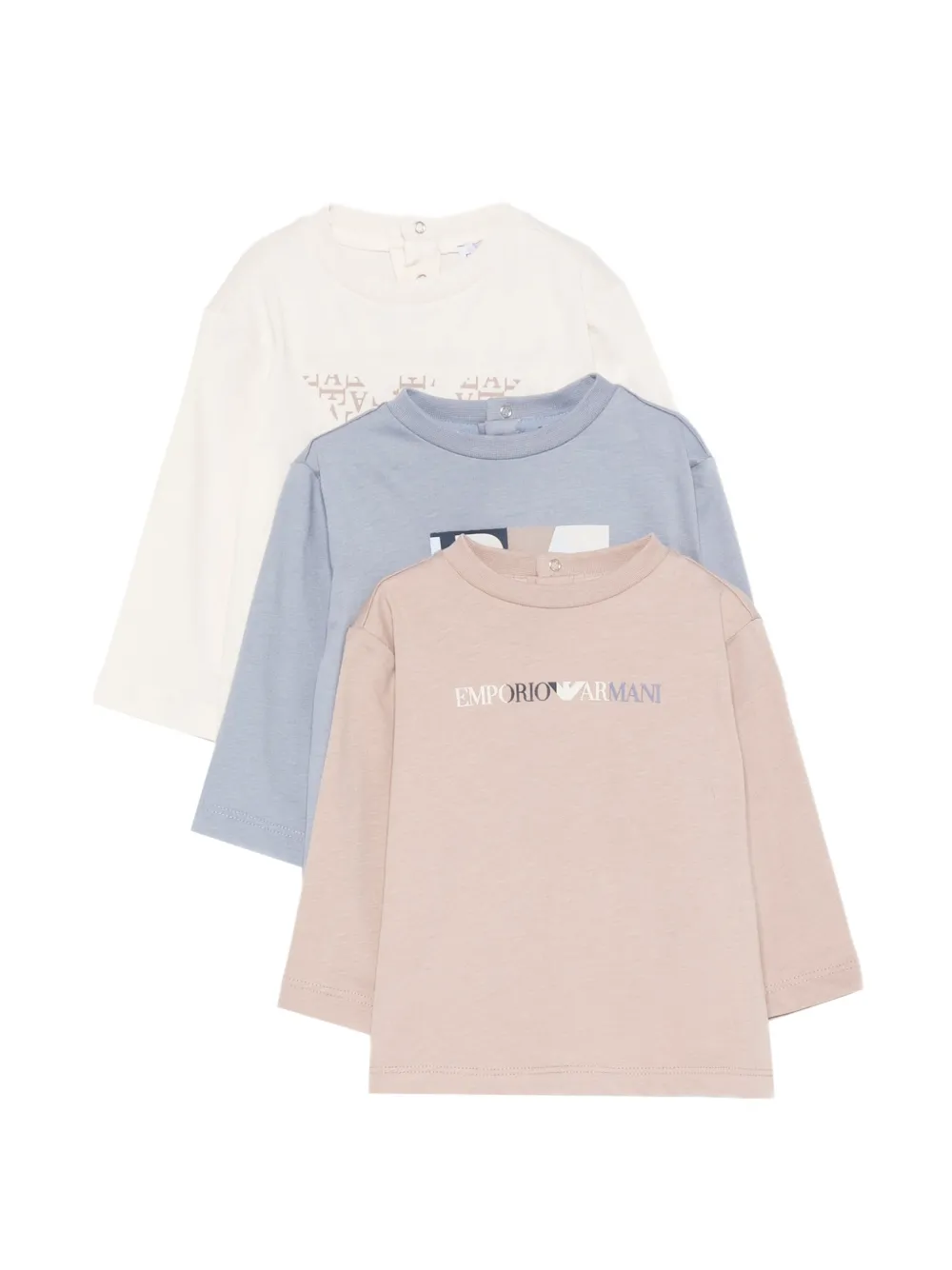 Emporio Armani Kids logo-print long-sleeve T-shirt (set of three) - Toni neutri
