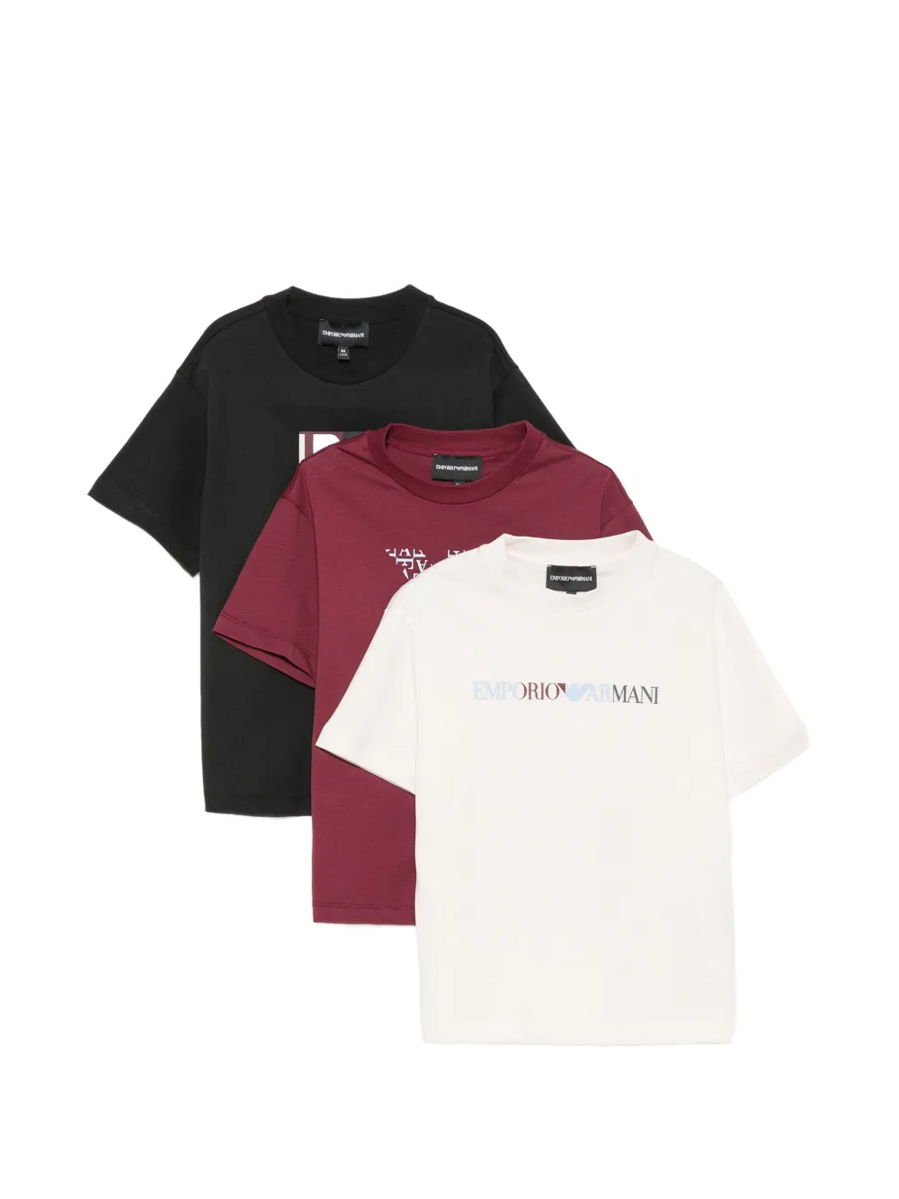 Emporio Armani Kids logo-print cotton-jersey T-shirts (set of three) - Nero
