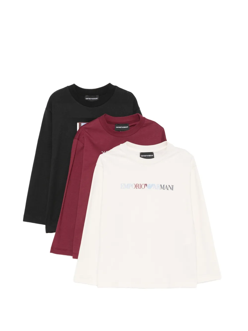 Emporio Armani Kids logo-print long-sleeve T-shirt (set of three) - Nero