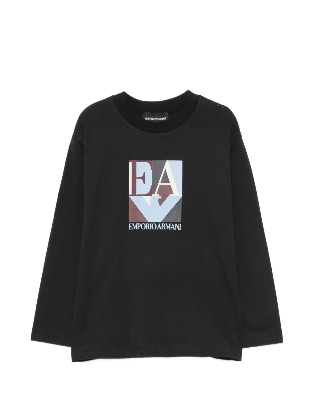 Emporio Armani Kids Drie T-shirts met lange mouwen en logo-print Zwart