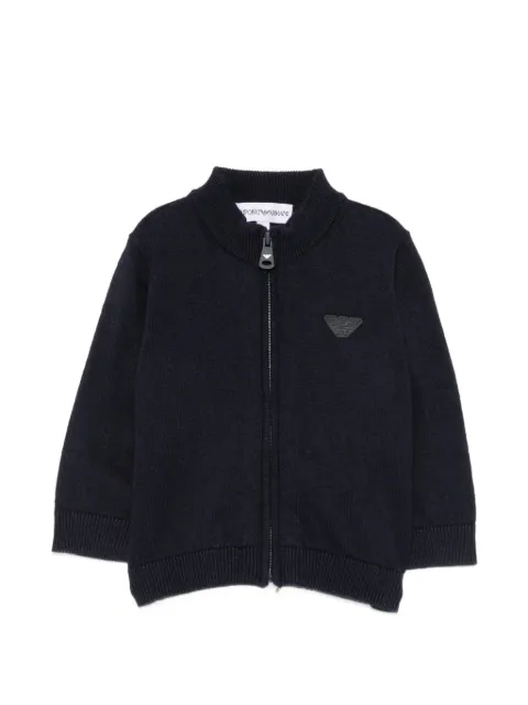 Emporio Armani Kids logo-patch zip-up cardigan