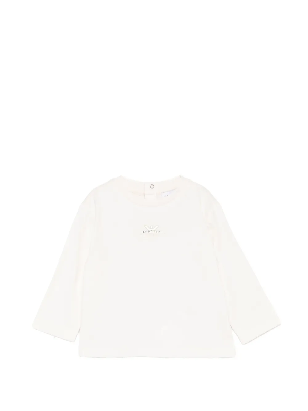 Emporio Armani Kids logo-embroidered long-sleeve T-shirt - Toni neutri