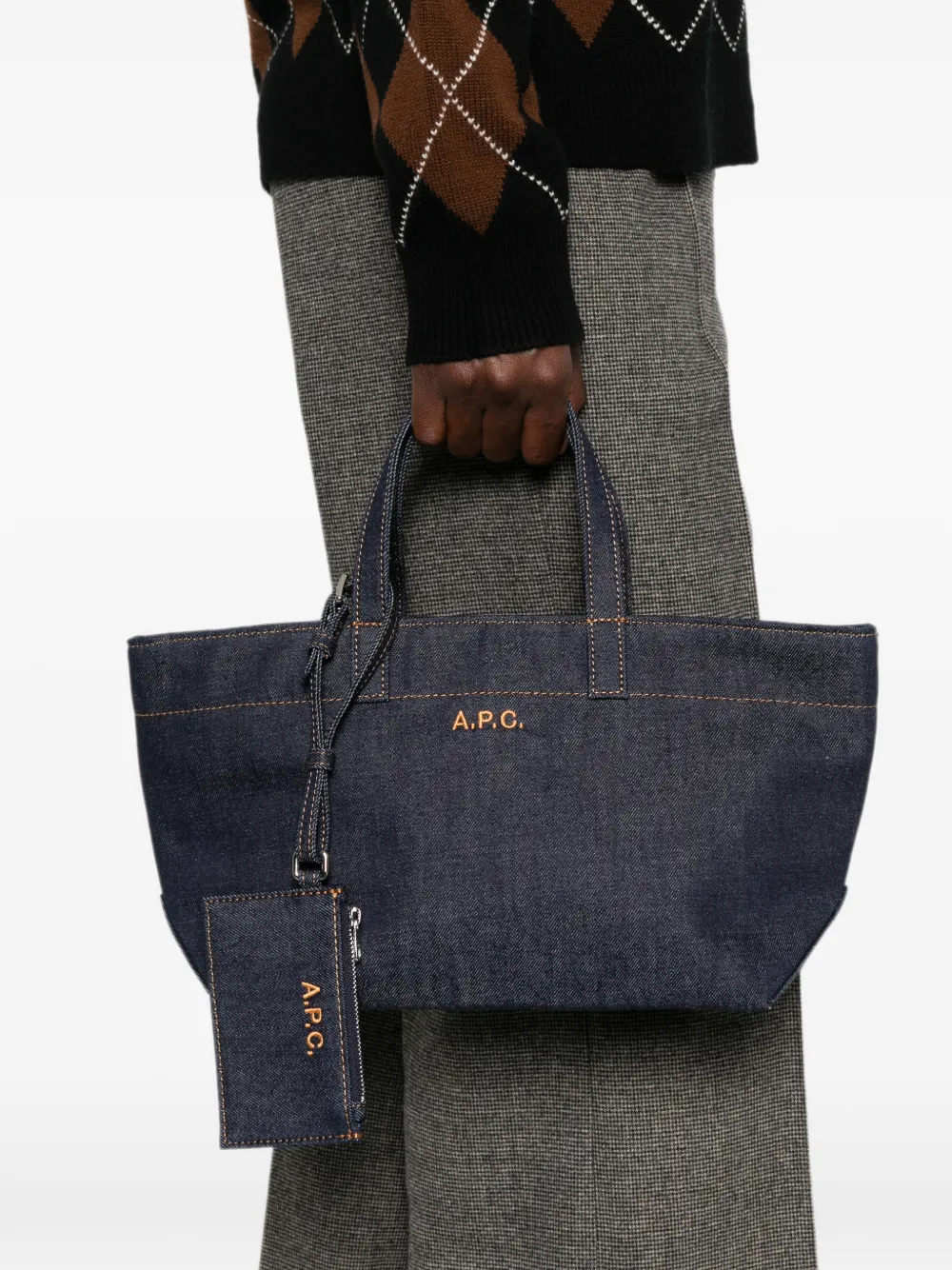 A.P.C. Kleine Le Drummer denim shopper Blauw