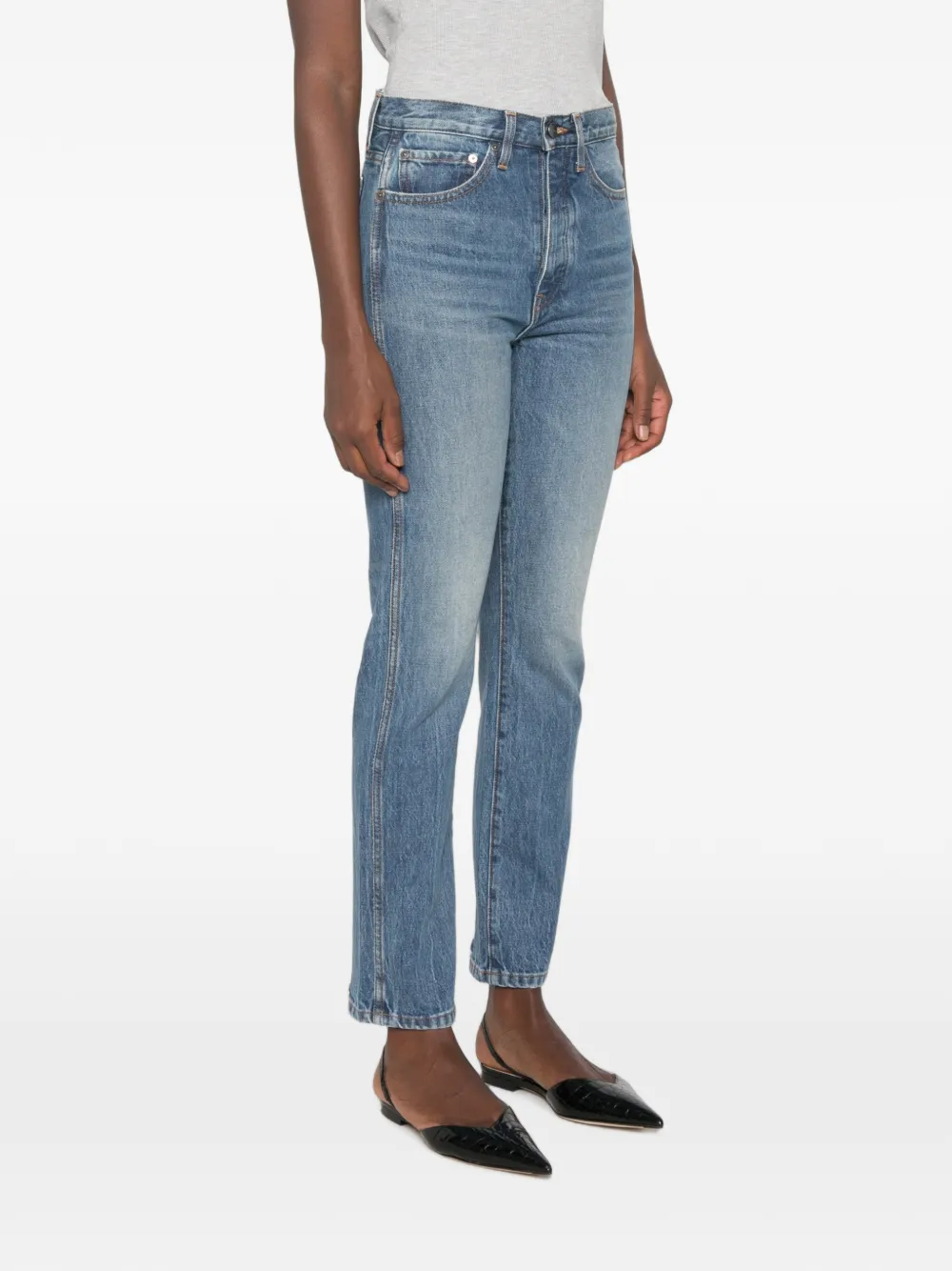 KHAITE Finley gerafelde jeans met vervaagd effect Blauw