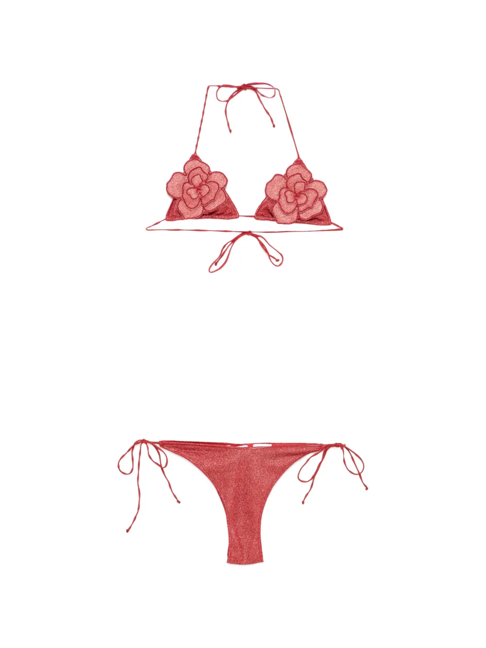 Oséree floral-applique glitter-effect bikini - Rosso