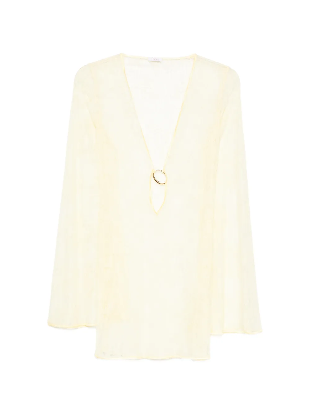 Oséree lace long-sleeve mini beach dress - Gelb