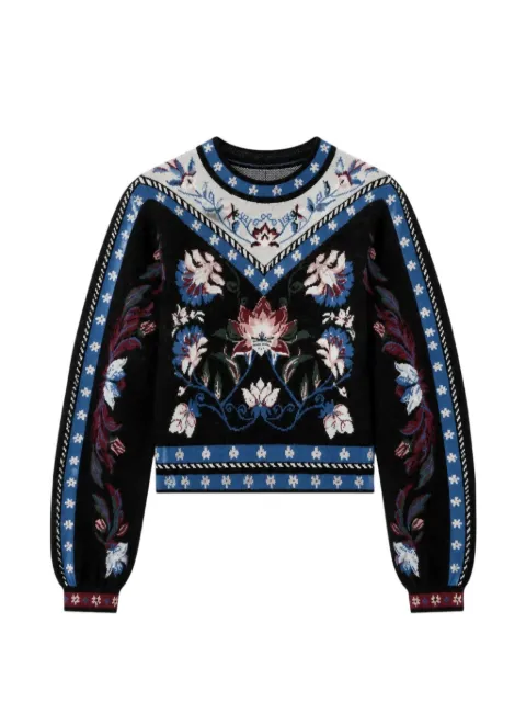 FARM Rio floral-intarsia sweater