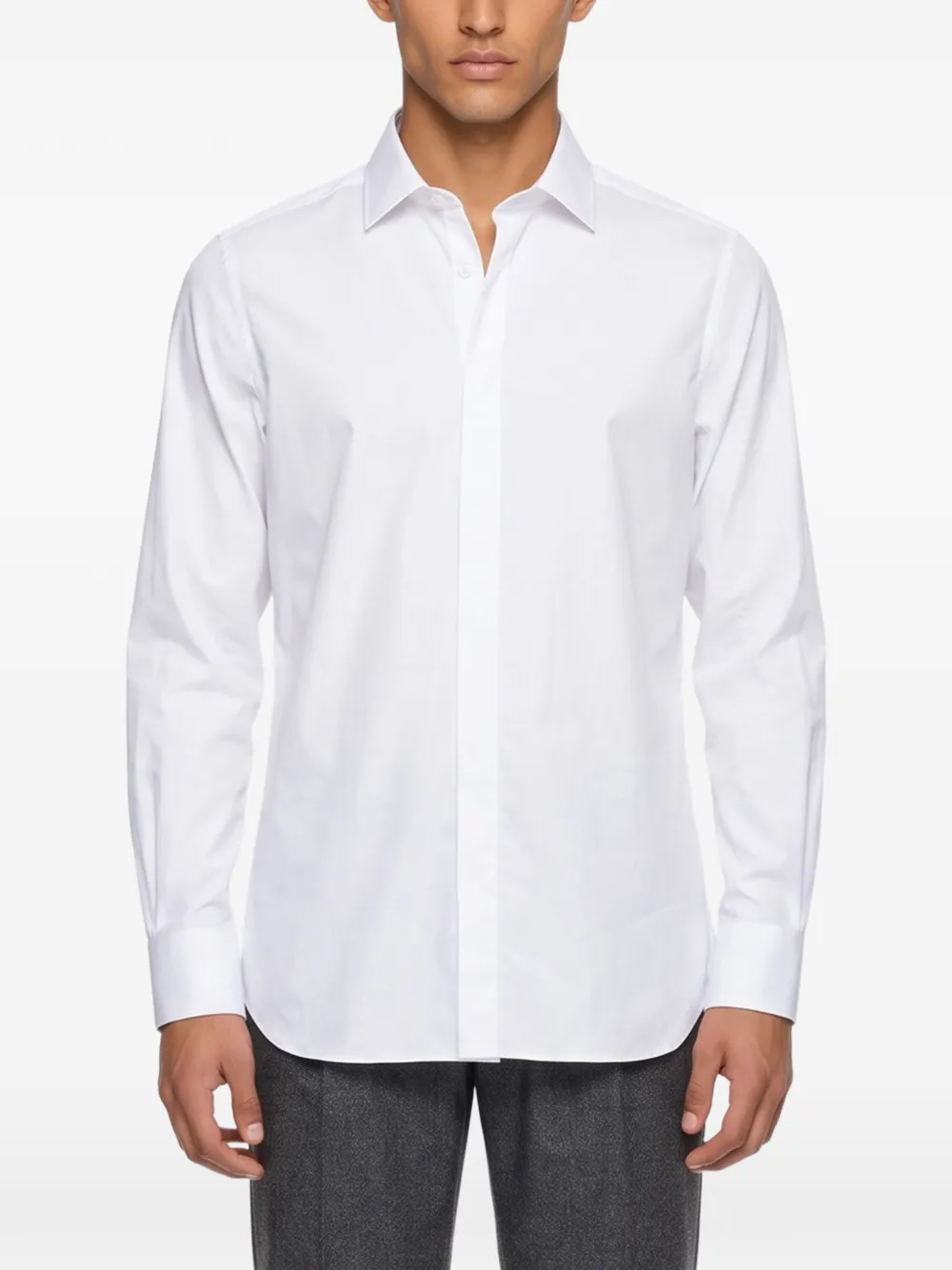 Zegna pointed-collar button-fastening shirt Wit