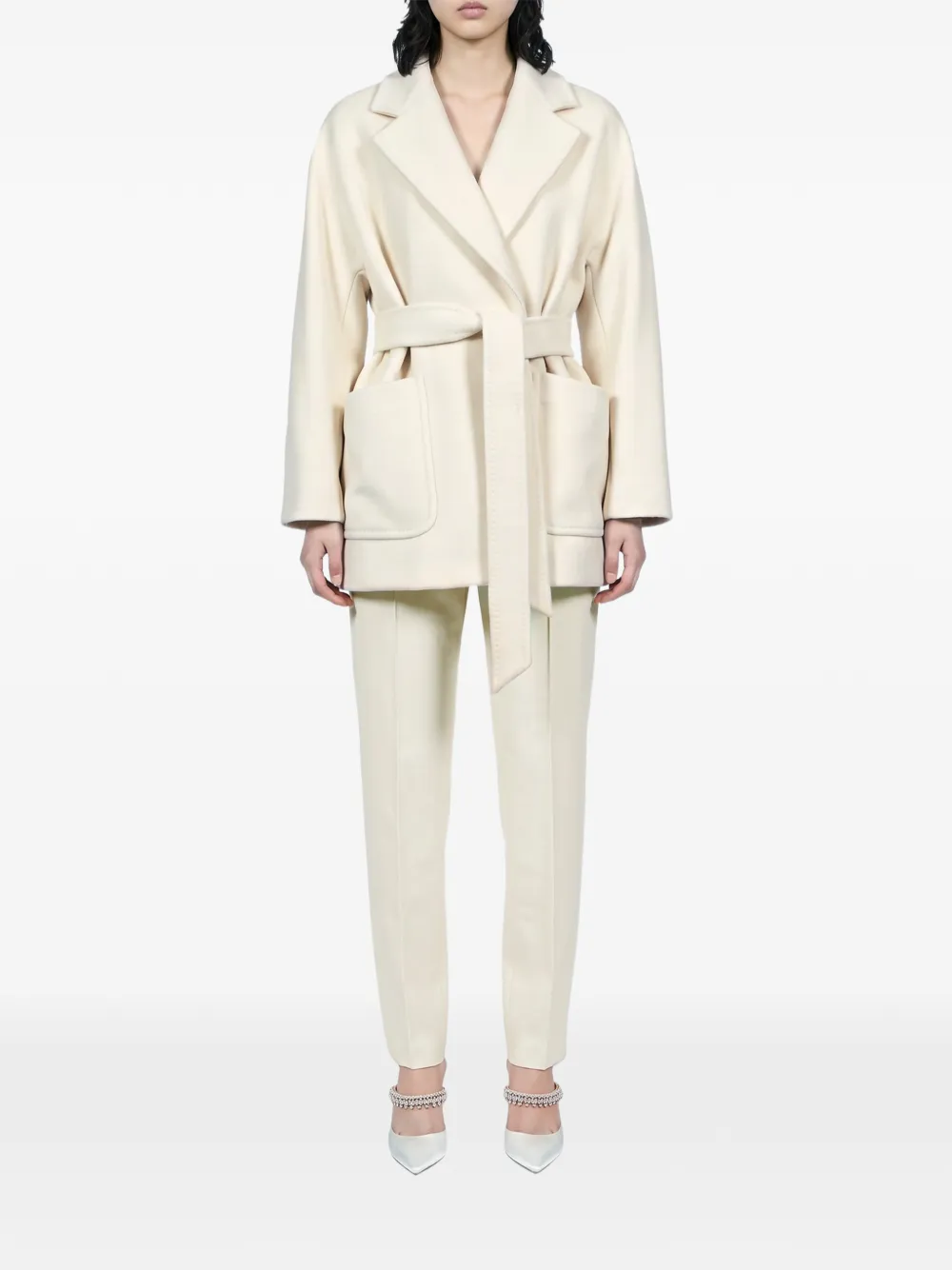 Tagliatore Denise belted notch-lapels coat Beige