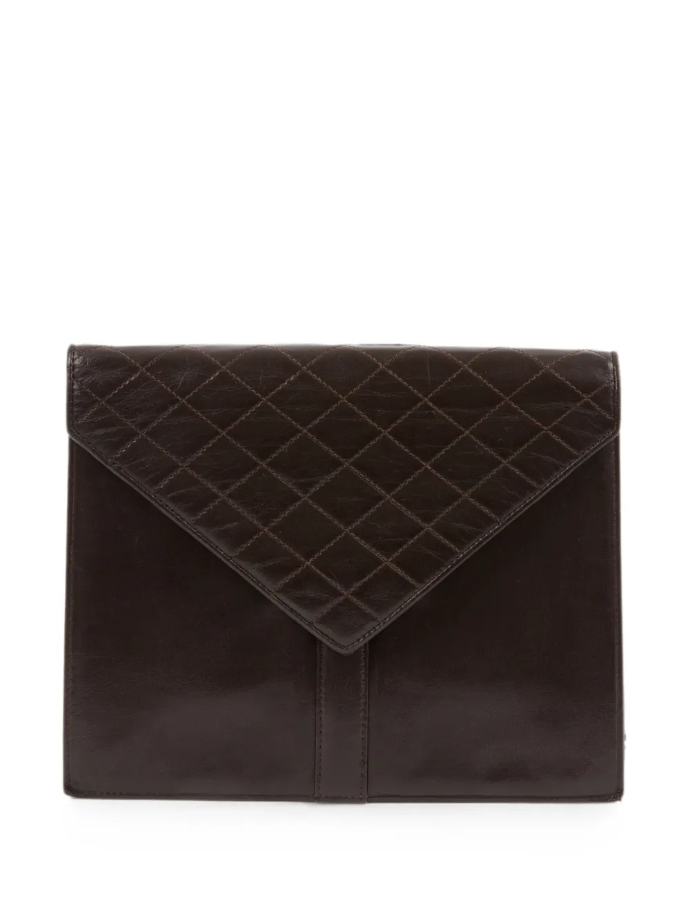 Saint Laurent Pre-Owned 1980s quilted envelope clutch bag - Marrone