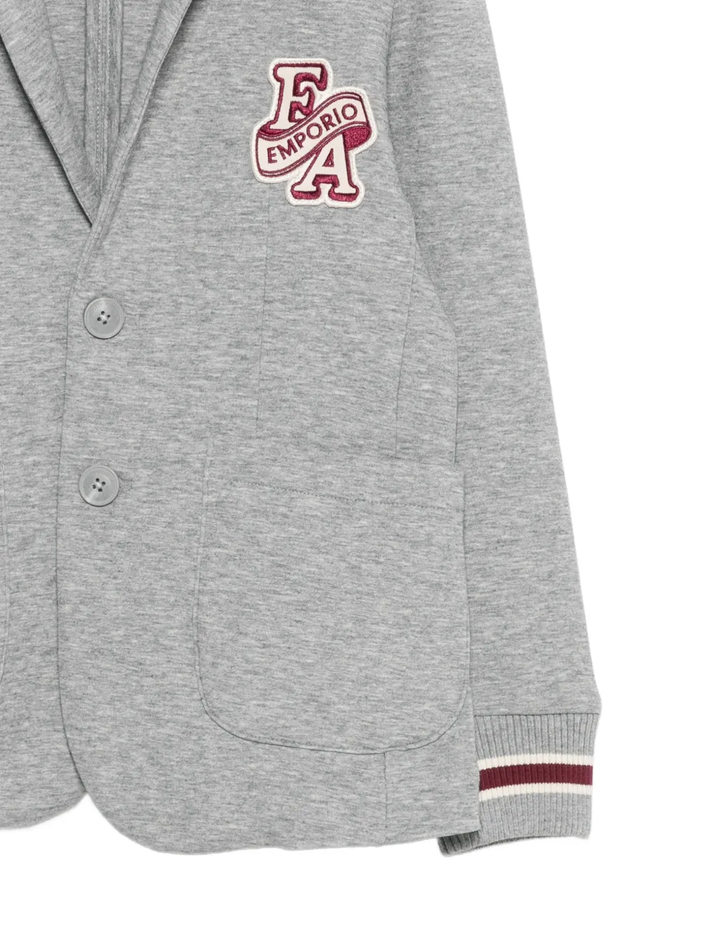 Emporio Armani Kids Blazer met gestreepte afwerking en logopatch Grijs