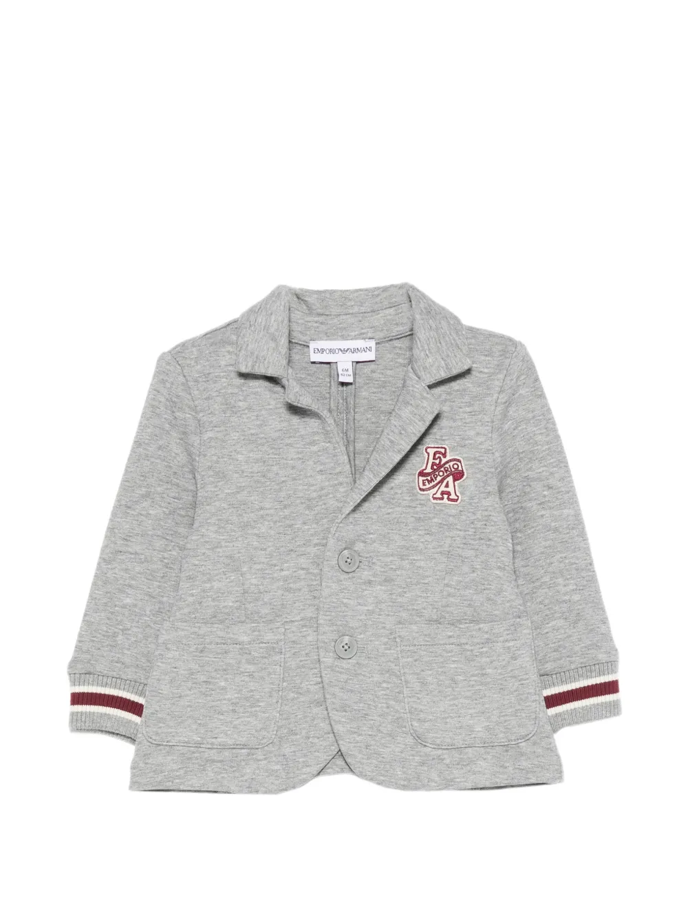Emporio Armani Kids logo-patch striped-trim jacket - Grau