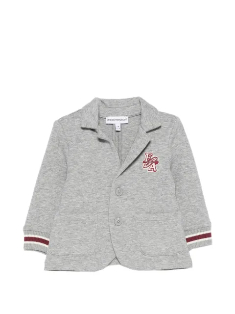 Emporio Armani Kids logo-patch striped-trim jacket