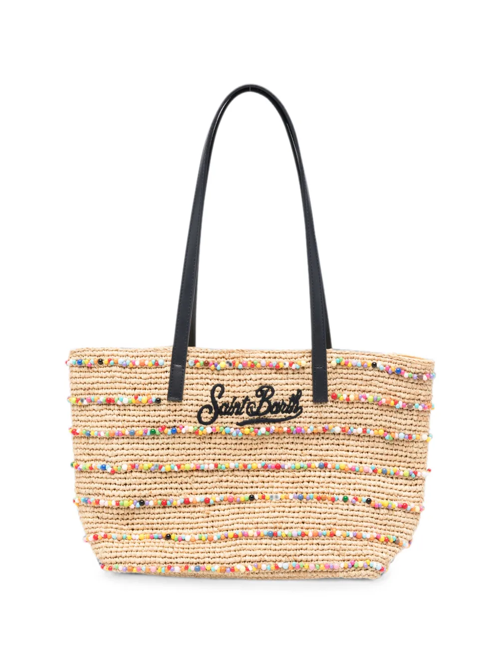 Mc2 Saint Barth Medium Raffia City Tote Bag In Nude