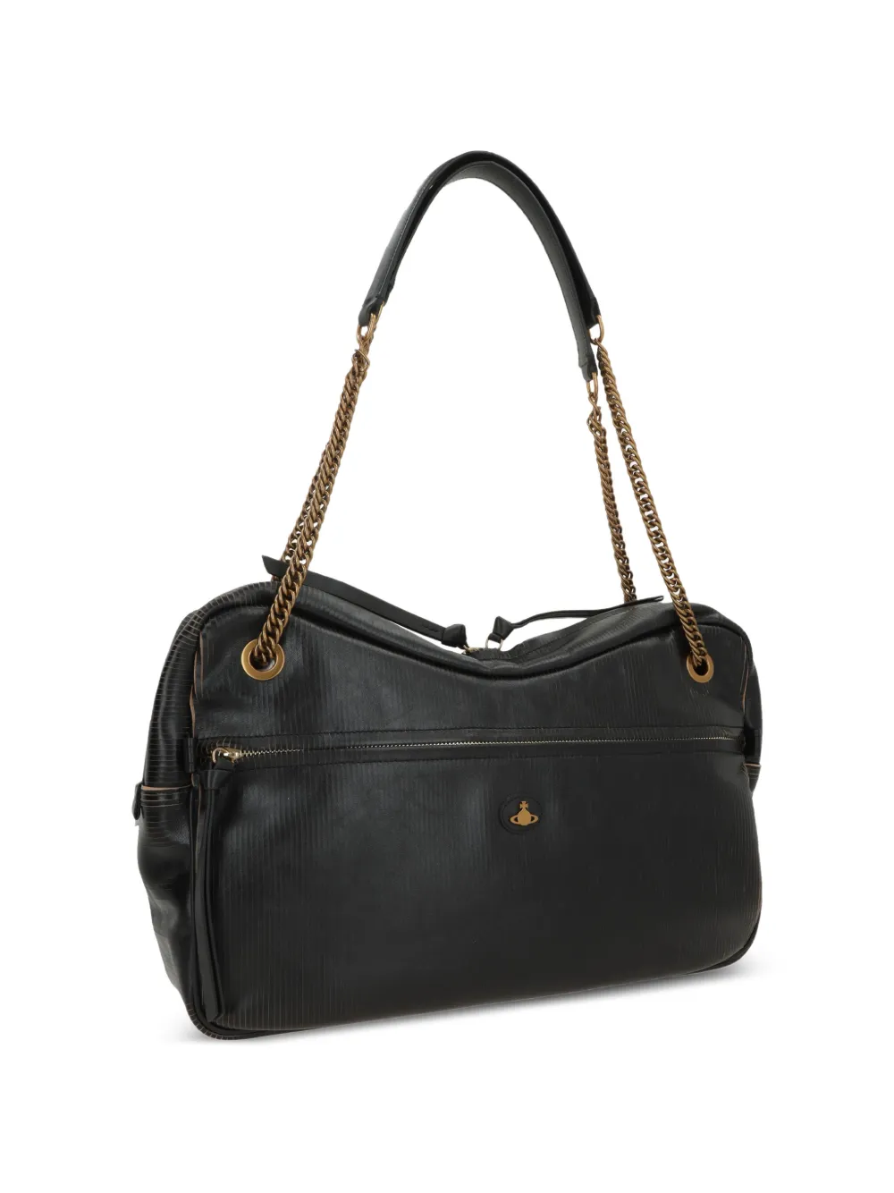 美品 Vivienne Westwood ゴールド金 オーブロゴショルダーバッグ Vivienne Westwood Dolce ロゴプレート ショルダーバッグ L | ブラック