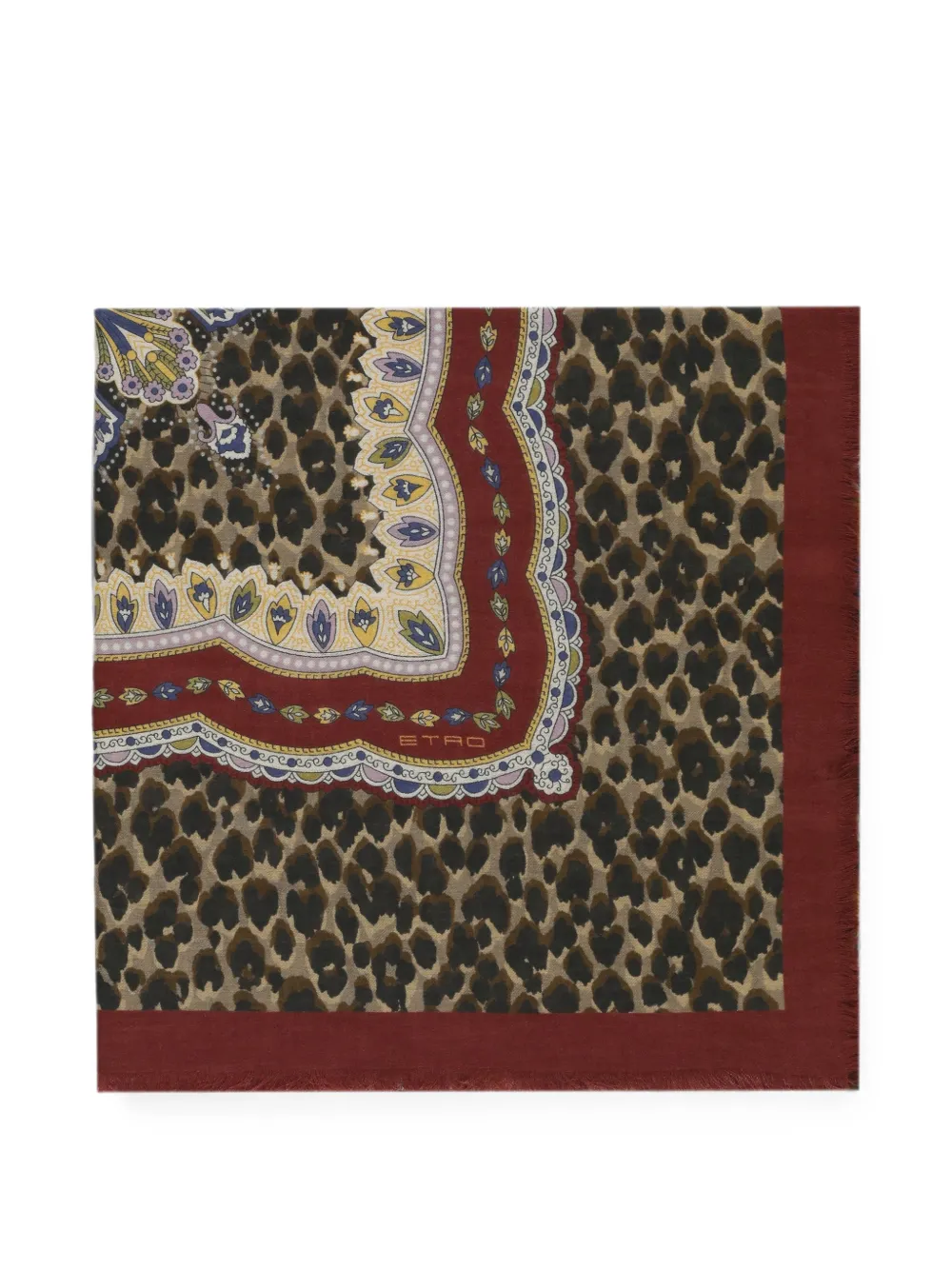 ETRO Paisley leopard-print scarf - Brown