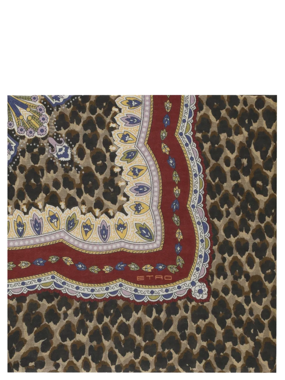 ETRO Sjaal met luipaardprint en paisley Bruin