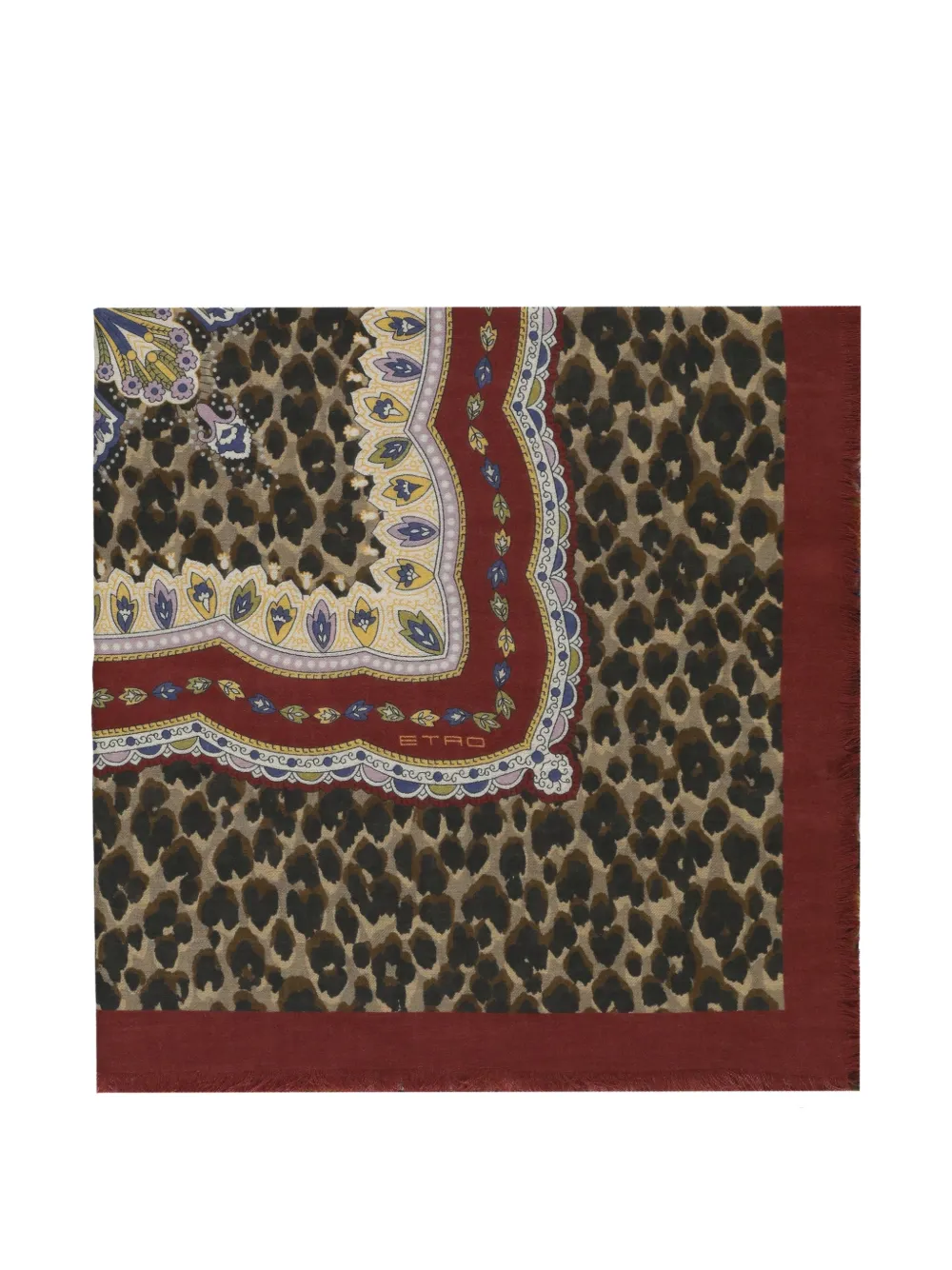 ETRO Paisley leopard-print scarf - Marrone