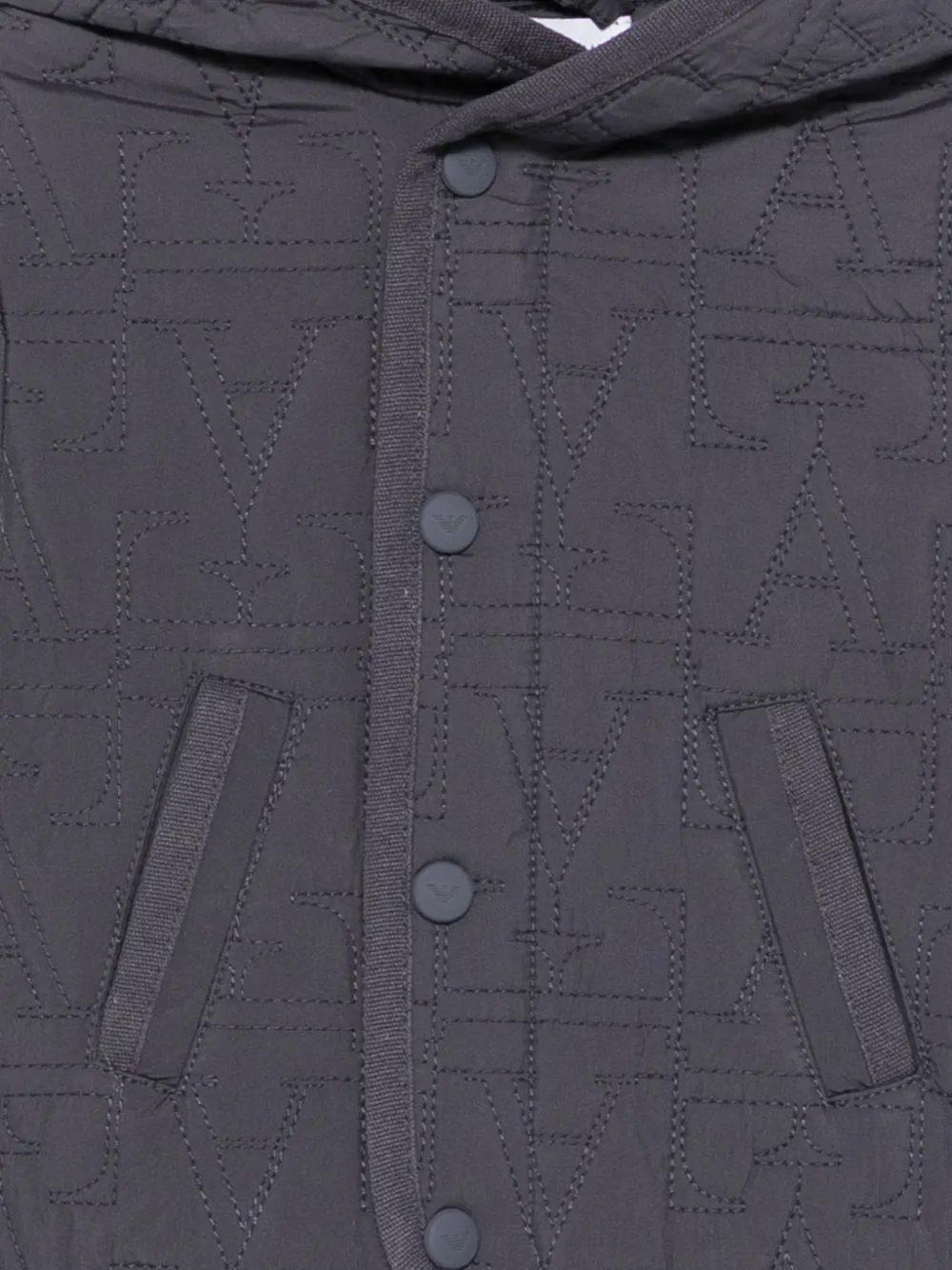 Emporio Armani Kids Gewatteerd jack met capuchon en logo Blauw